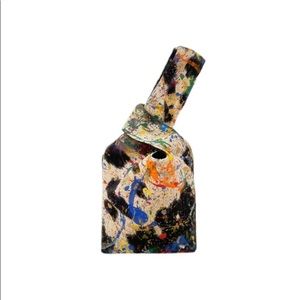 Yaito Black Cowhide Paint Splatter Knot Bag